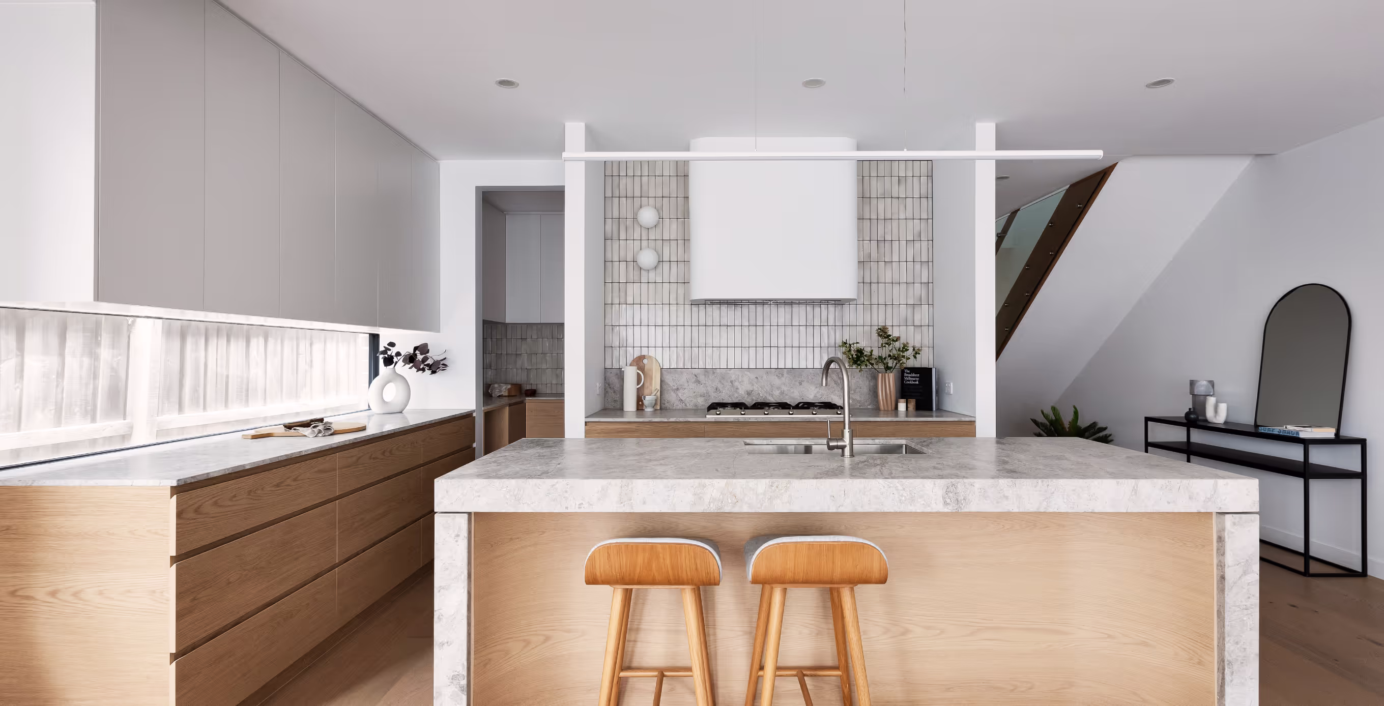Modern kitchen in custom home by Yarraville builder
