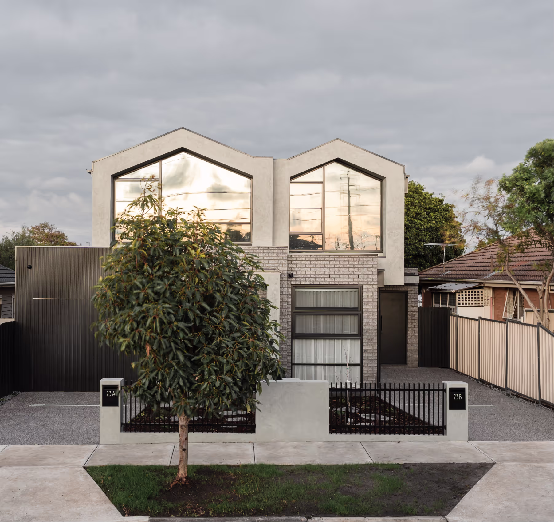 Facade of townhouse development by Yarraville builder